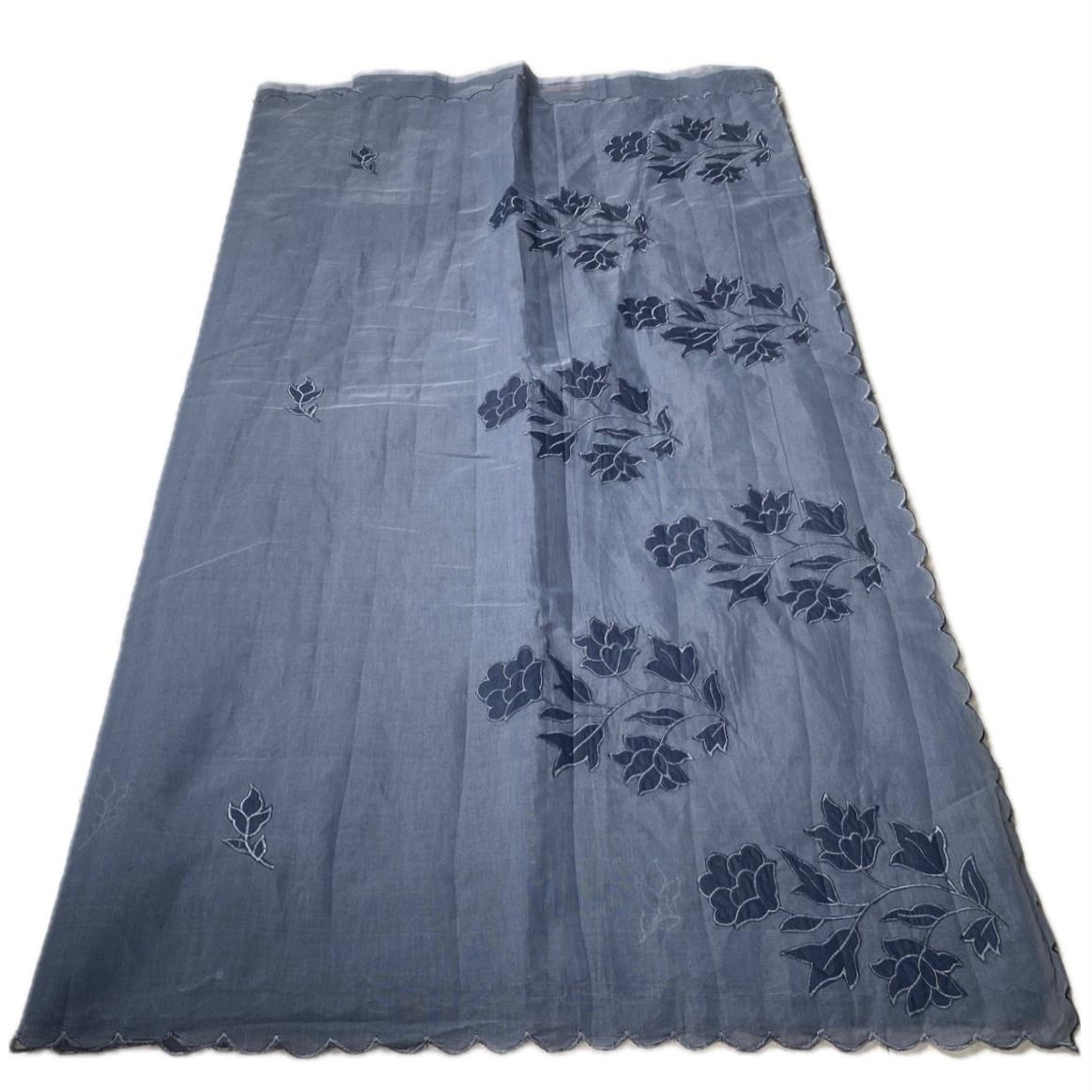 Floral Embroidary Chanderi Cotton Saree Grey