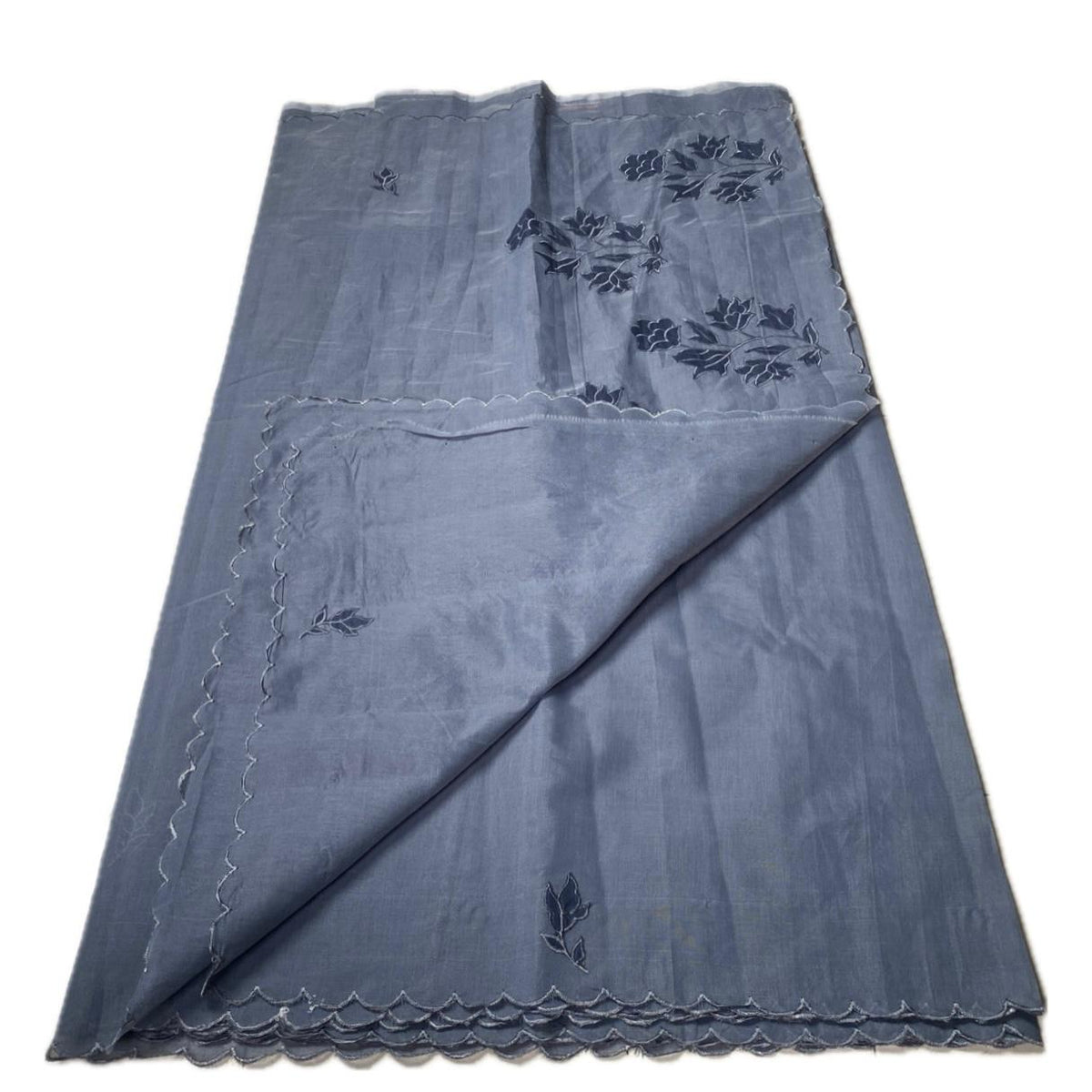 Floral Embroidary Chanderi Cotton Saree Grey