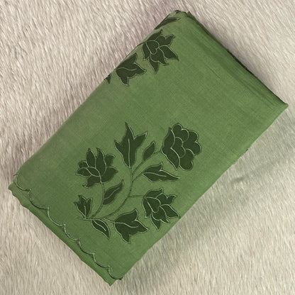 Floral Embroidary Chanderi Cotton Saree