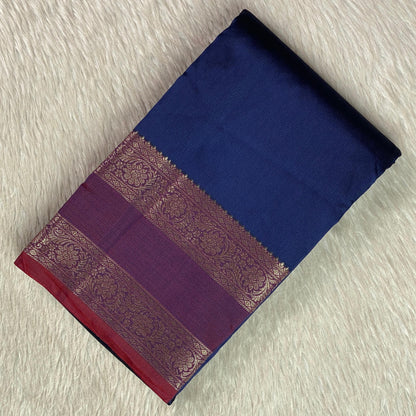 Ishani Semi Silk saree with Double Zari Border Blue