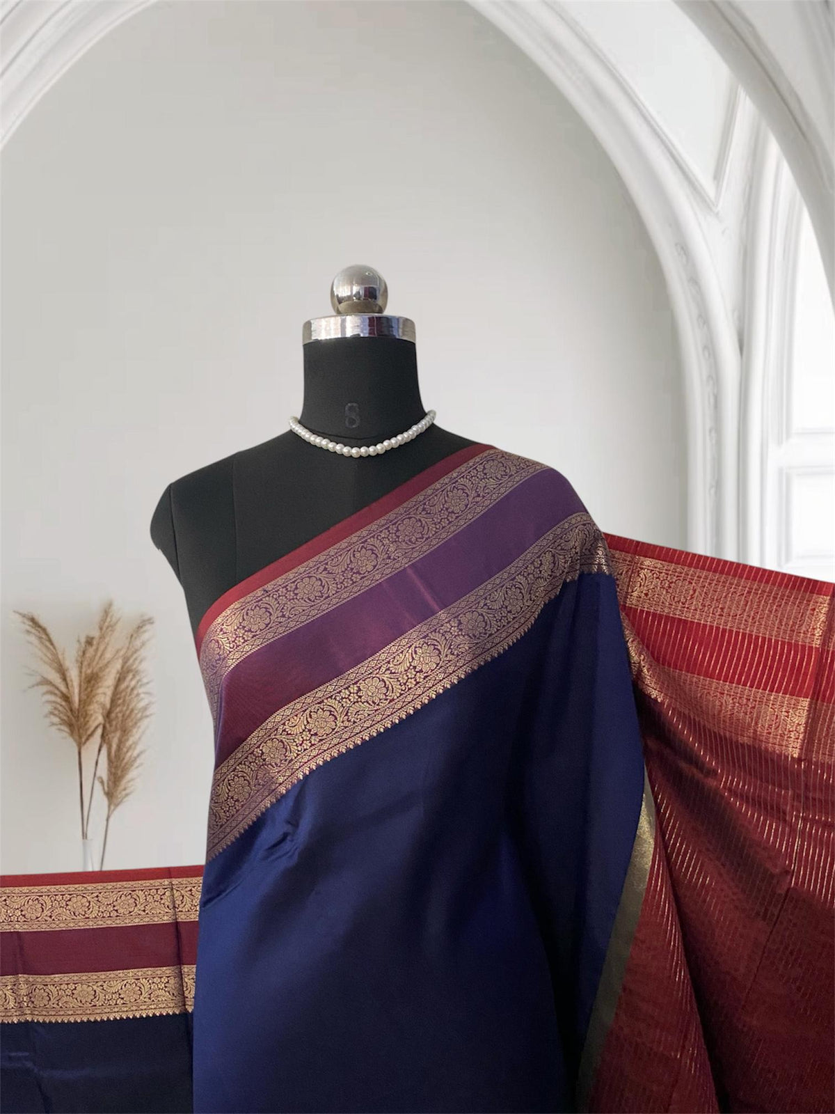 Ishani Semi Silk saree with Double Zari Border Blue