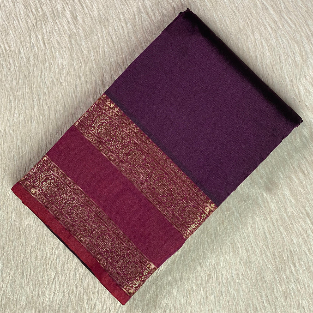 Ishani Semi Silk saree with Double Zari Border Violet