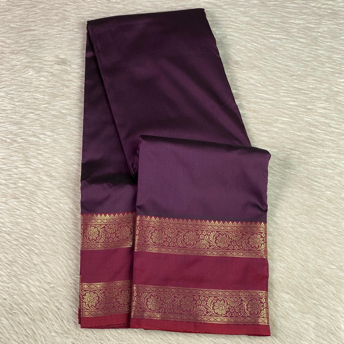 Ishani Semi Silk saree with Double Zari Border Violet