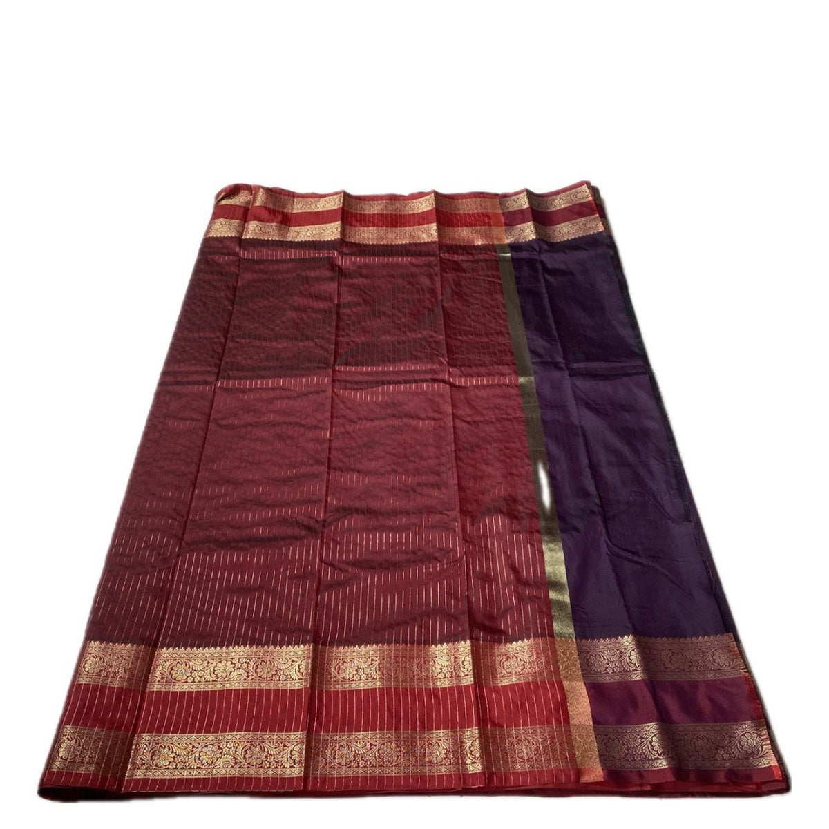 Ishani Semi Silk saree with Double Zari Border Violet