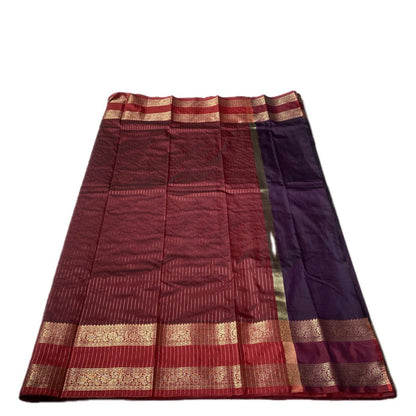 Ishani Semi Silk saree with Double Zari Border Violet