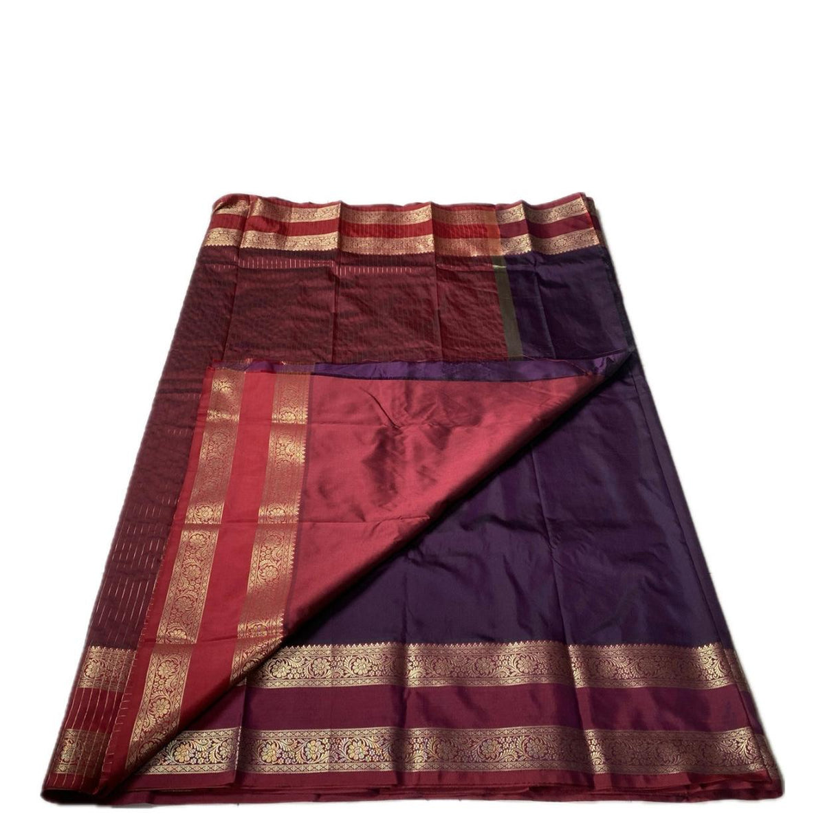 Ishani Semi Silk saree with Double Zari Border Violet