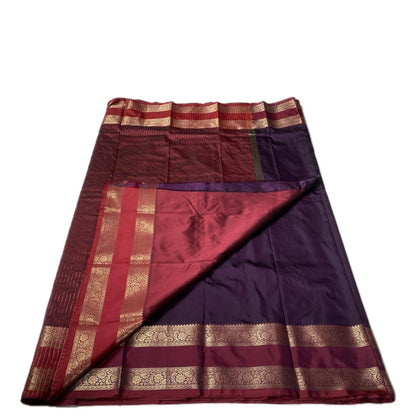 Ishani Semi Silk saree with Double Zari Border Violet