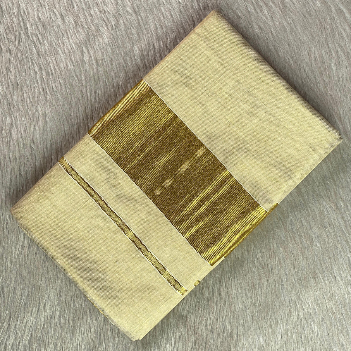 Kerala Tissue Plain Kasavu saree