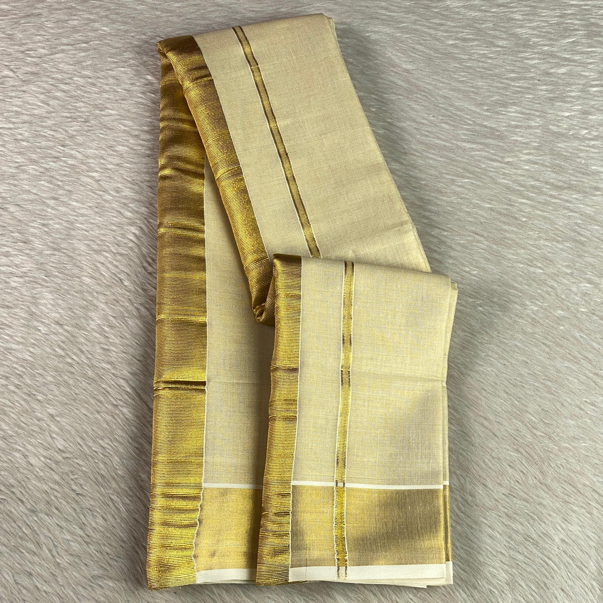 Kerala Tissue Plain Kasavu saree
