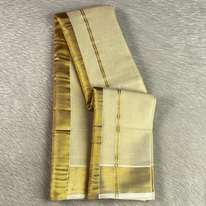 Kerala Tissue Plain Kasavu saree