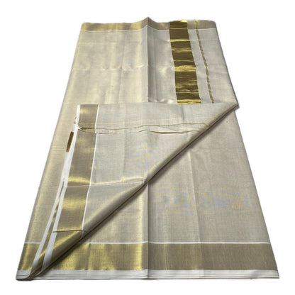 Kerala Tissue Plain Kasavu saree