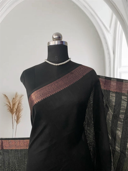 Ankitha Georgette Banarasi Saree in Black