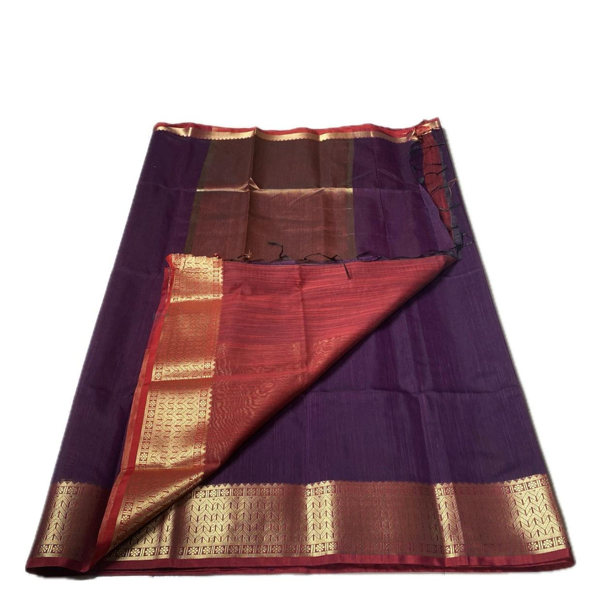 Janvi Semi Linen Saree with Kasavu Border Violet
