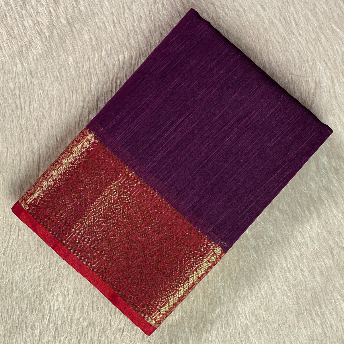 Janvi Semi Linen Saree with Kasavu Border Violet
