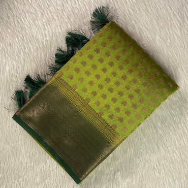 Aami  Georgette Banarasi Saree with Classic Butta Saree Light Green
