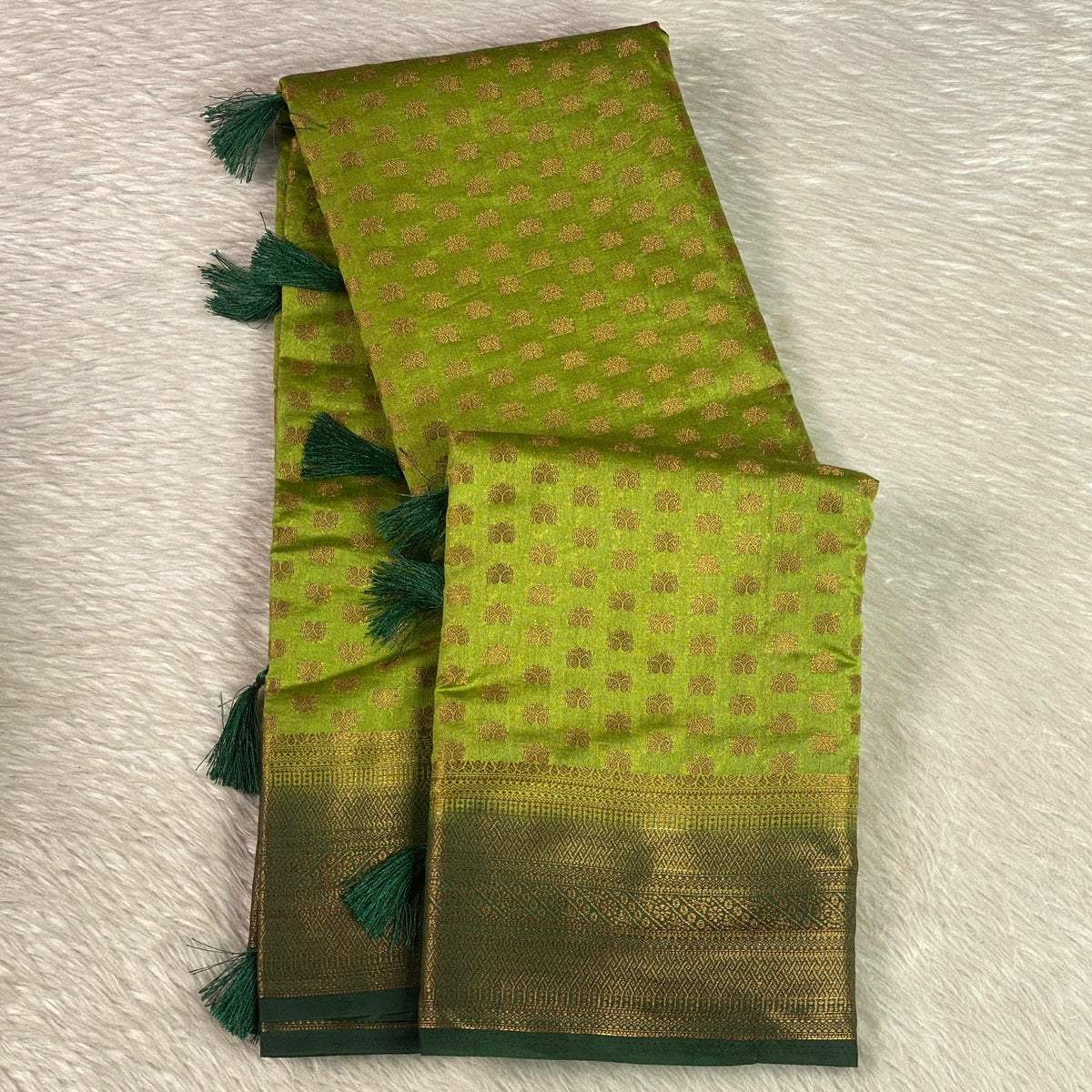 Aami  Georgette Banarasi Saree with Classic Butta Saree Light Green
