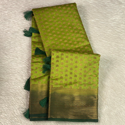 Aami  Georgette Banarasi Saree with Classic Butta Saree Light Green