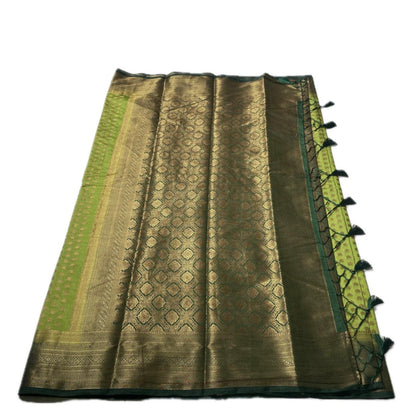 Aami  Georgette Banarasi Saree with Classic Butta Saree Light Green