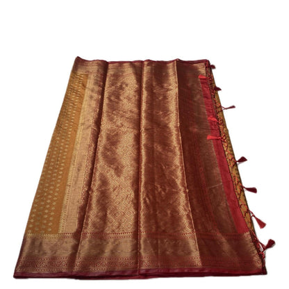 Aami Georgette Banarasi Saree with Classic Butta Saree Mustard
