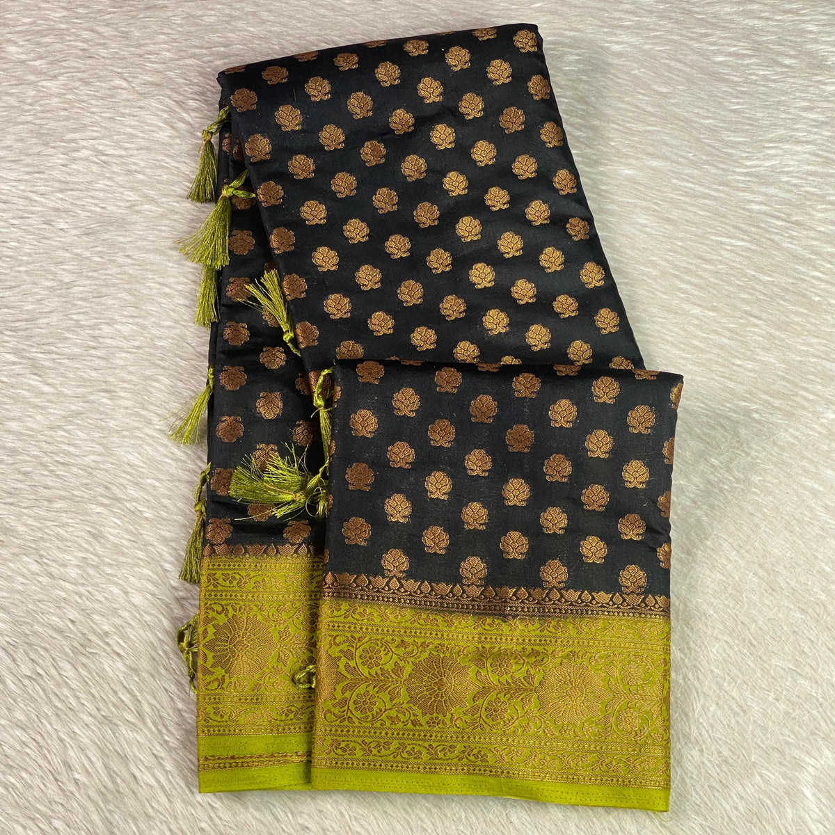 Aami  Georgette Banarasi Saree with Classic Butta Saree Black