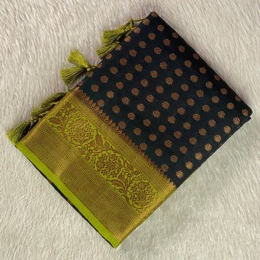 Aami  Georgette Banarasi Saree with Classic Butta Saree Black