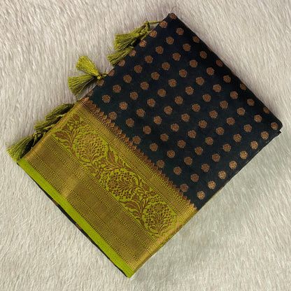 Aami  Georgette Banarasi Saree with Classic Butta Saree Black