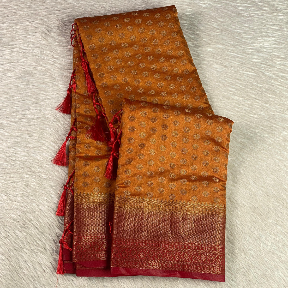 Aami Georgette Banarasi Saree with Classic Butta Saree Mustard