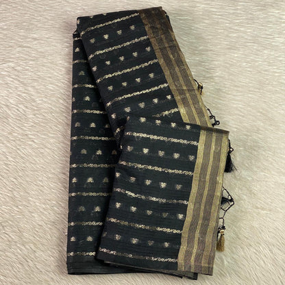 ✨Kannaki Banarasi Silk Golden Butti Saree Black ✨