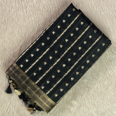 ✨Kannaki Banarasi Silk Golden Butti Saree Black ✨