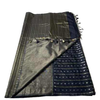 ✨Kannaki Banarasi Silk Golden Butti Saree Black ✨