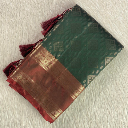 Hansika Semi Silk Brocade Saree in Green Wedding Collection