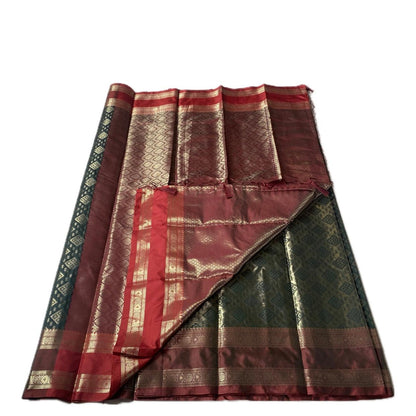 Hansika Semi Silk Brocade Saree in Green Wedding Collection