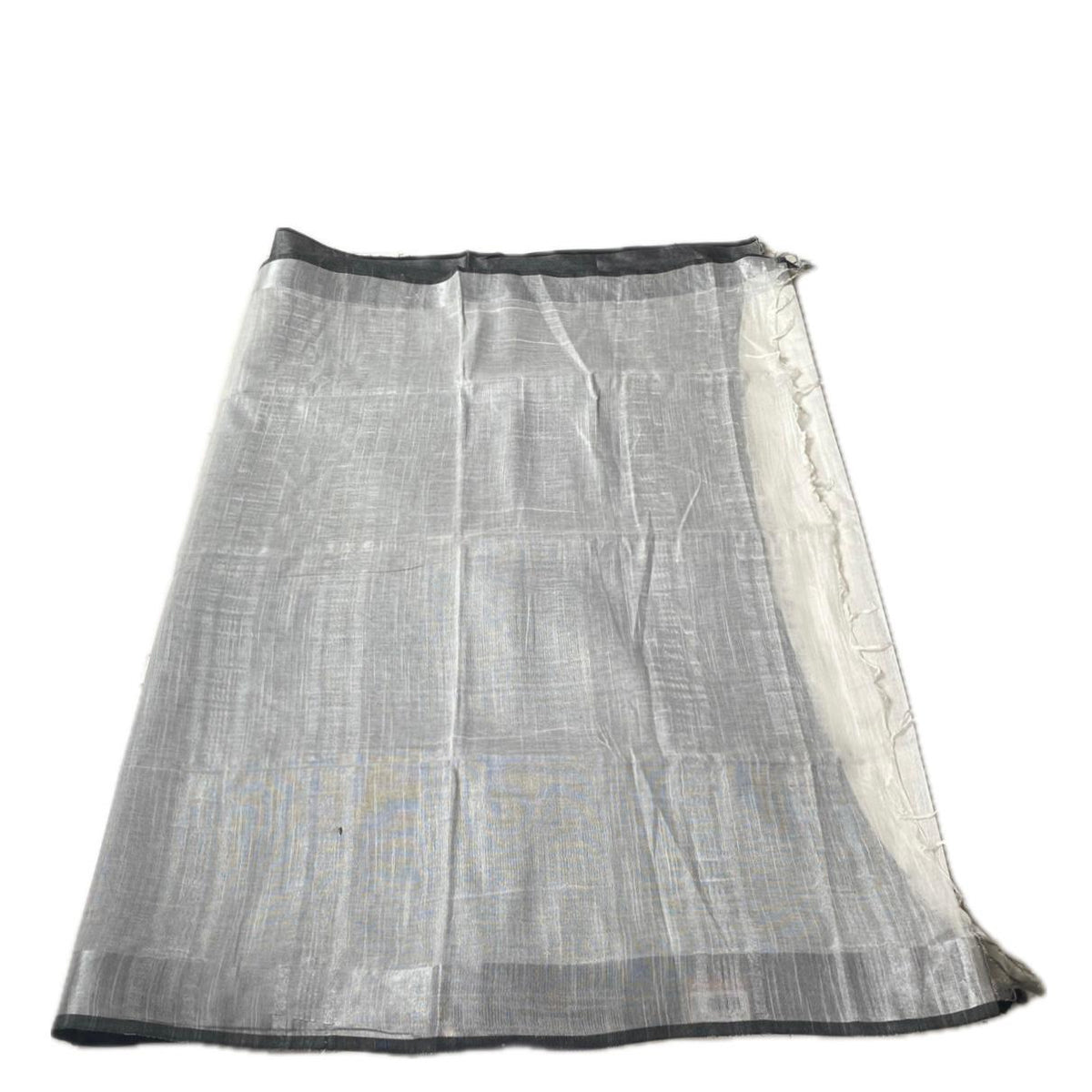 Pavithra Premium Cotton Linen blend White Saree with Black Border