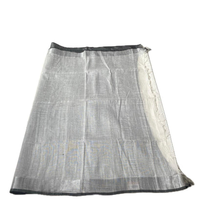 Pavithra Premium Cotton Linen blend White Saree with Black Border