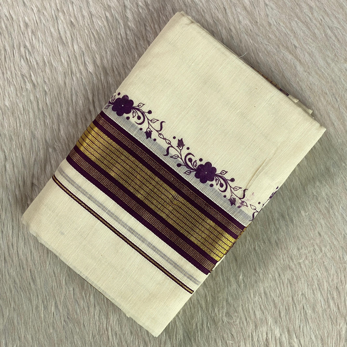 Kerala Set Mund with Purple Border