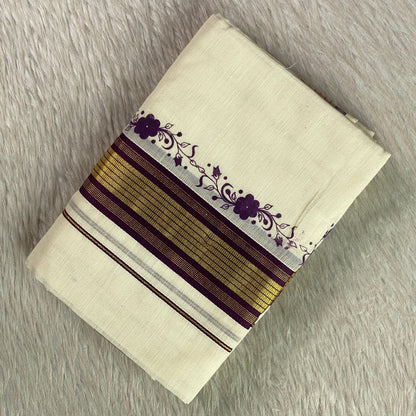 Kerala Set Mund with Purple Border