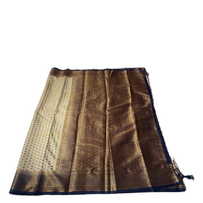 Georgette Banarasi Offwhite Butta Saree with Buttas and Contrast Border