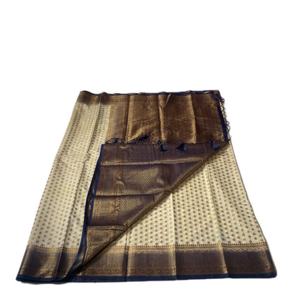 Georgette Banarasi Offwhite Butta Saree with Buttas and Contrast Border