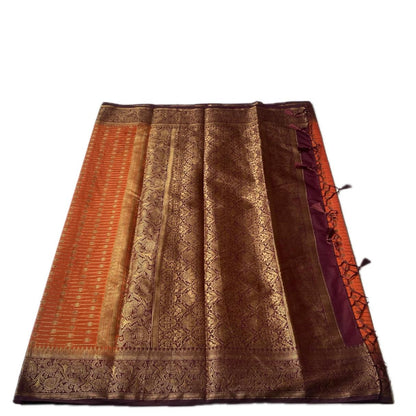 Festive Radiant Orange Georgette Banarasi Saree with Dark Zari