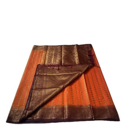 Festive Radiant Orange Georgette Banarasi Saree with Dark Zari