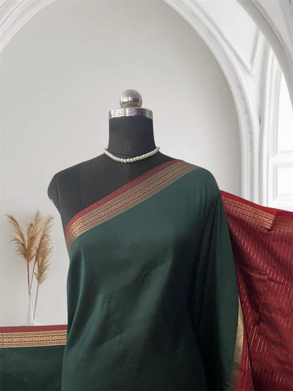Semi Silk Saree with Red Border