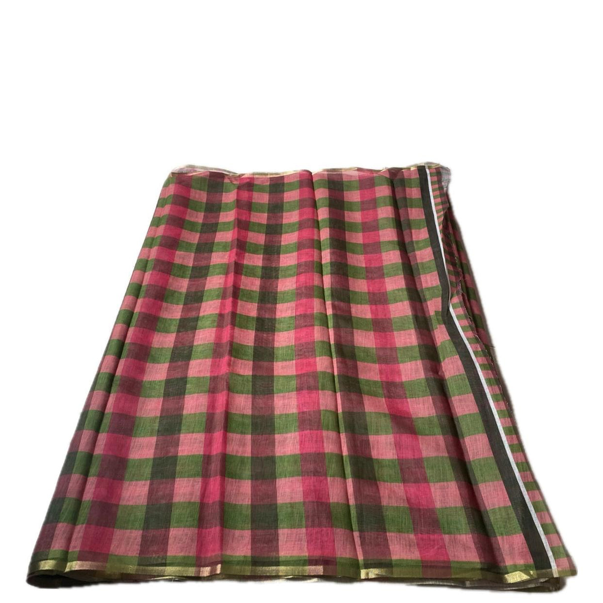 Madras Check Cotton saree Pink& Green