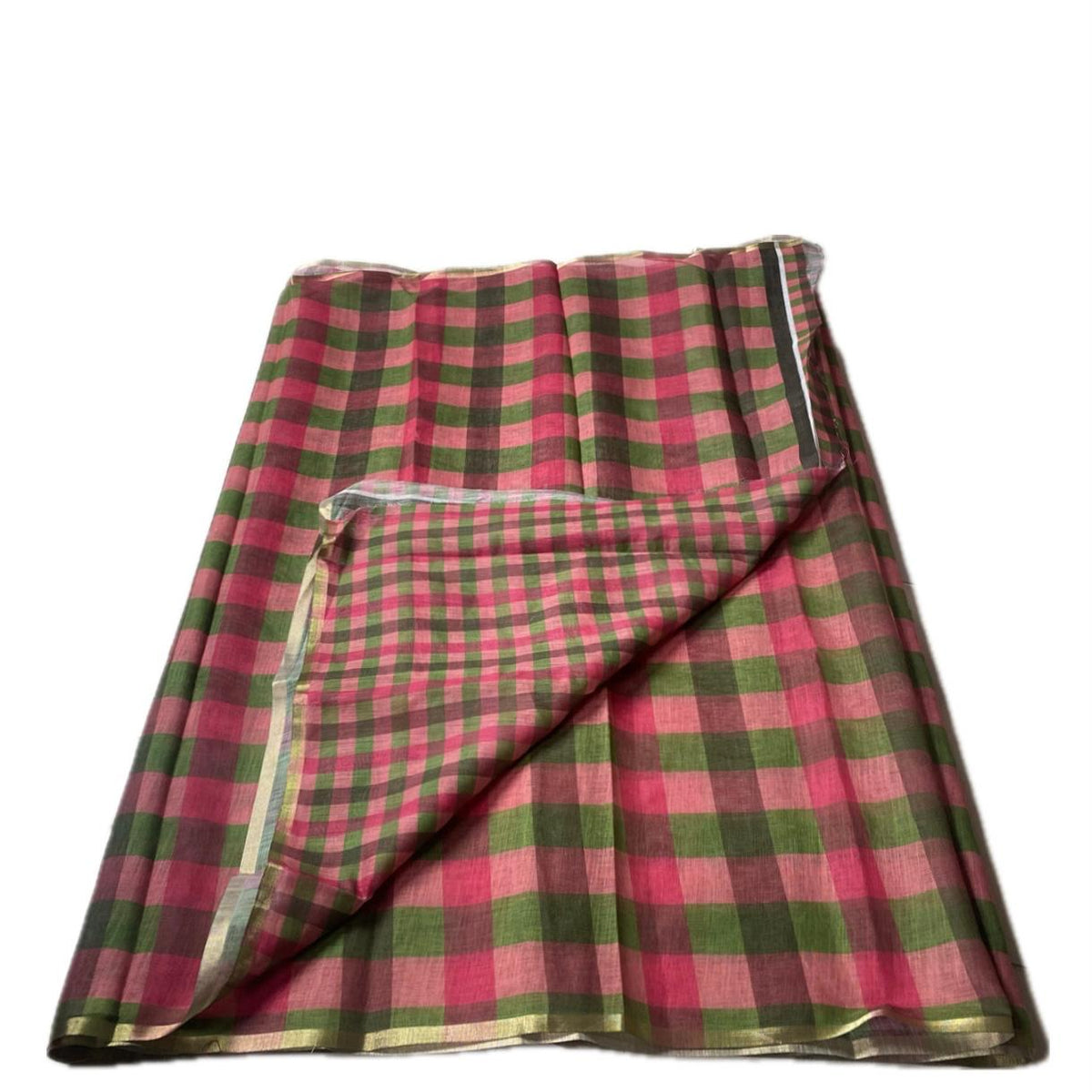 Madras Check Cotton saree Pink& Green