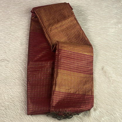 Kumari Matka Silk Checks Saree in Maroon