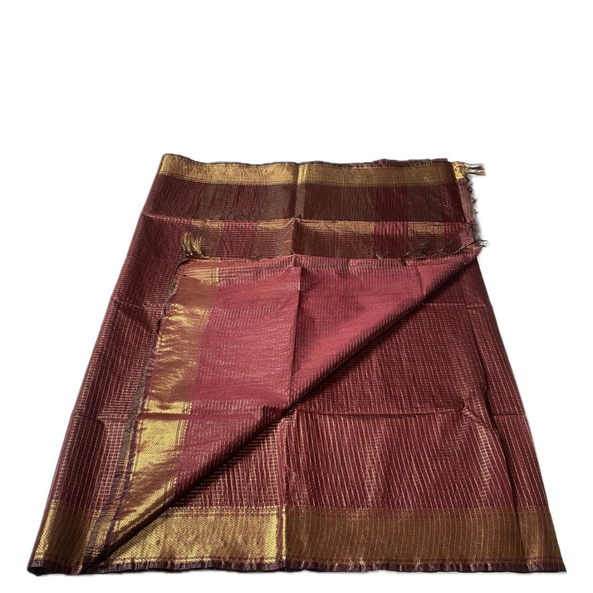 Kumari Matka Silk Checks Saree in Maroon