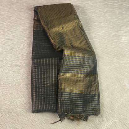 Kumari Matka Silk Checks Saree in Black