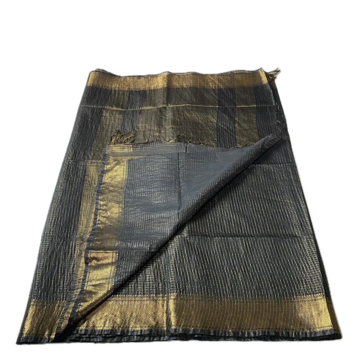 Kumari Matka Silk Checks Saree in Black