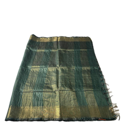 Kumari Matka Silk Checks Saree in Green
