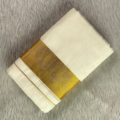 Cotton Kerala Saree with Golden Tissue Kasavu Set Mund