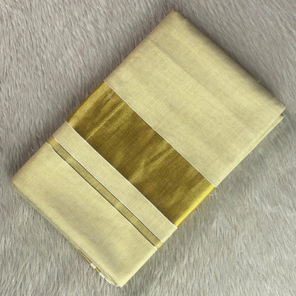 Plain Golden Tissue Kerala Saree